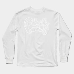 White Line Drawing of Inner Ear Anatomy Illustration Long Sleeve T-Shirt